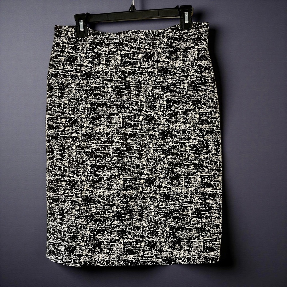 Philosophy Tweed Pencil Skirt Black White Textured Size 8 Career Modern